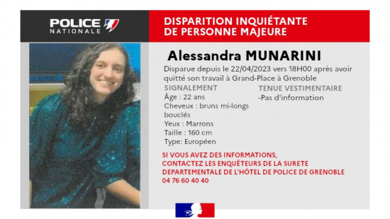 Grenoble : appel à témoins pour retrouver Alessandra Grenoble : appel à témoins pour retrouver Alessandra