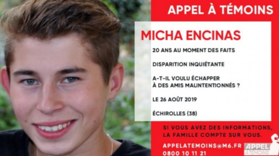 Micha Encinas disparu à Echirolles : M6 se mobilise pour retrouver le jeune homme Micha Encinas disparu à Echirolles : M6 se mobilise pour retrouver le jeune homme