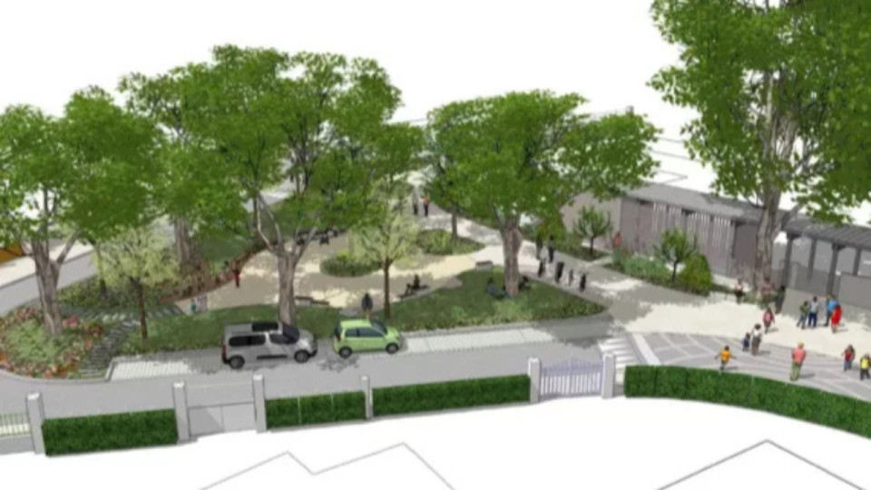 Corenc : la place Charles-de-Gaulle r&eacute;am&eacute;nag&eacute;e et v&eacute;g&eacute;talis&eacute;e dans le cadre du Plan Canop&eacute;e