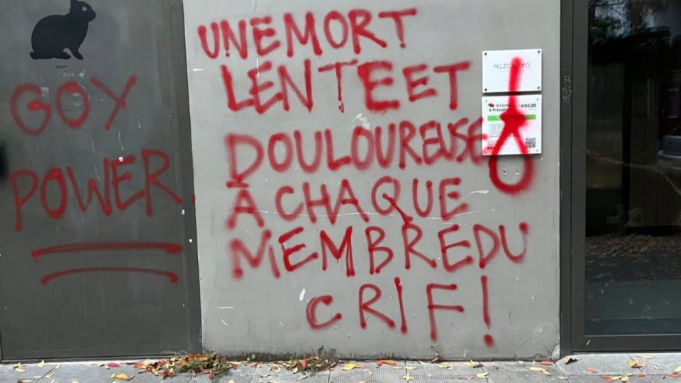 "Une mort lente et douloureuse" : des tags menaçant les membres du Crif retrouvés à Grenoble